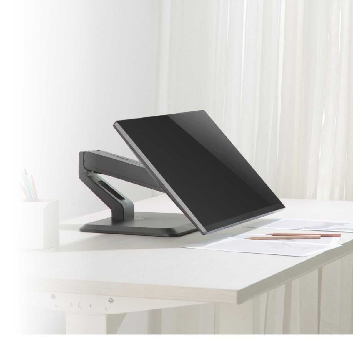 Support de Table pour écran My Wall HL 17 L sur Pied, Mobile, Rotatif, inclinable, réglable en Hauteur, Rotatif