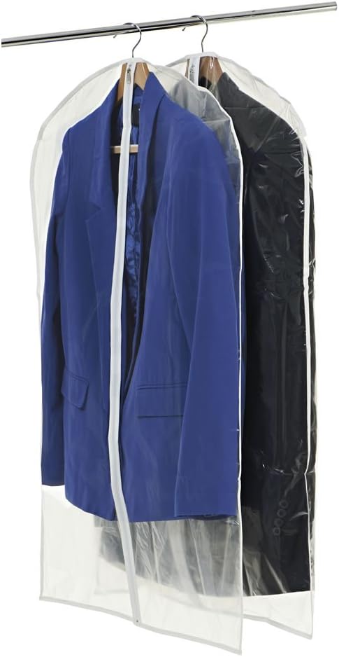 wilkoGarment Cover with Zip, Clear, See-through Cover, Keeps Suits, Blouses and Jackets Clean and Dust-free, 6 x 2 pack (12 Covers)