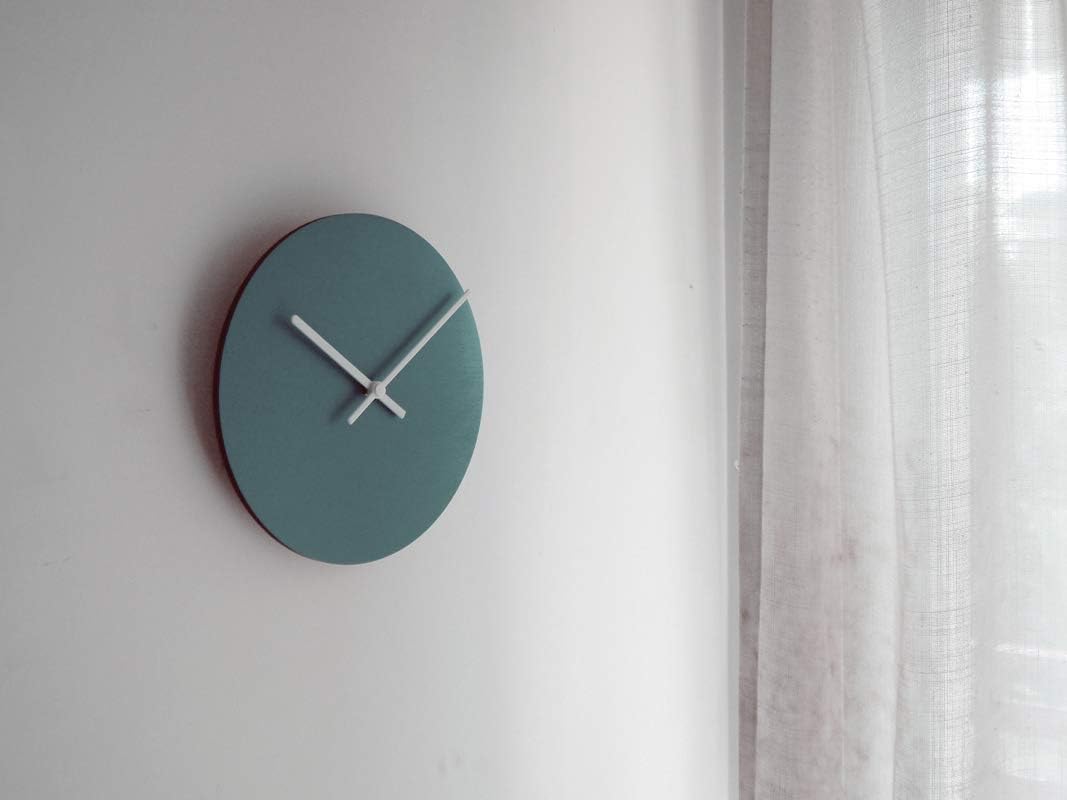 Minimalist wooden quiet wall clock teal for living room round no ticking wall clock compact modern home timepiece small designer bedroom clock silent clock face office decor gift idea