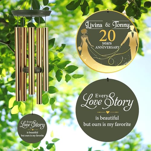 Image of ASTARIN Wedding Memory Day Gifts Wind Chimes Customized, Personalized Wind Chimes 2025, for Couple Women Men, Deep Tone Wooden Windchime