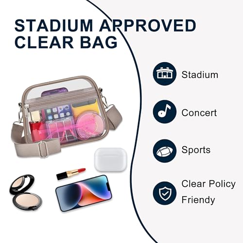 Image of Oraben Clear Bag for Stadium Events Clear Purse Stadium Bag Satchel Handbags for Sports Events Concerts Festivals | Stadium Approved