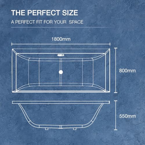 Image of Kohler Evok Bath tub for bathroom | Drop-in Acrylic Bathtub with Lumbar Support | Ergonomically-Crafted for Large Bathrooms | White, 1800mm