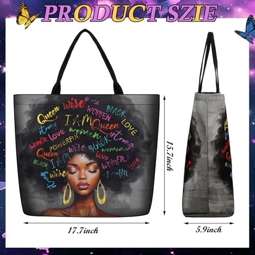 Image of Silkfly 4 Pack African American Tote Bags Gifts for Black Women Shoulder Handbag Afro Satchel Sister Bag for Work Travel