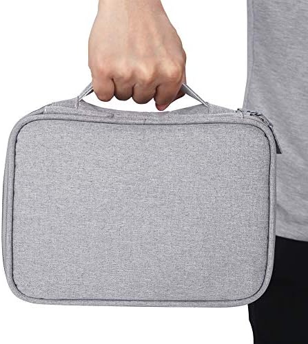 TsunNee Double Layer Travel Cable Organizer Bag, Portable Electronics Accessories Storage Case with 2 Compartments, Gray