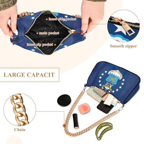 US Air Force Flag Shoulder Handbag Aesthetic for Women Classic Purse Hobo Totes Simple Designer Handbags Zipper Closure4