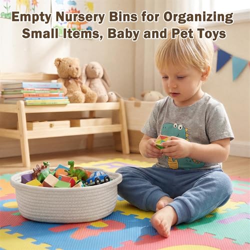 Image of Basket for Gifts Empty, Small Woven Basket with Bags and Ribbons, Baby Toy Baskets with Handles, Wicker Storage Bin for Baby Showers or Pet Toy (Pure White, 1 Pack (12 inchx 8 inchx 3.74 inch))
