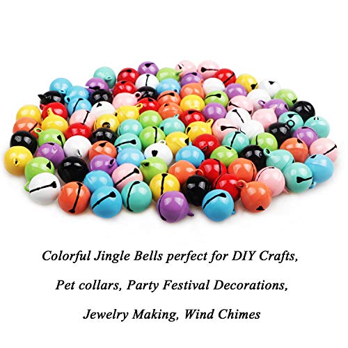 HUASUN 100pcs 14mm Jingle bells Colorful Craft Bells Small Sleigh Bells Christmas Bells Craft Bells for Party Festival Decorations DIY Jewelry Making Wind Chimes Dog Collar Charms - Image 4
