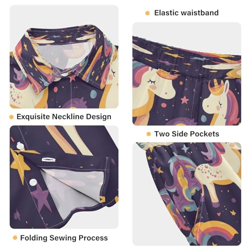 Boccsty Star Kawaii Unicorns Boy Summer Shorts Sets Hawaiian Toddler Boys T-Shirt & Pants 2 Pcs 3T4