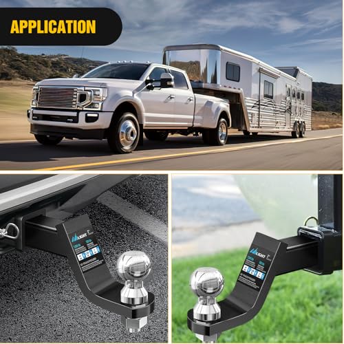 Image of Nilight 1-7 /8 inch, 2 inch and 2-5 /16 inch Diameter Chrome Trailer Hitch Ball, Maximum Load Capacity Up to 8,000 lbs, 1- Inch Shank Universal Fit Gray