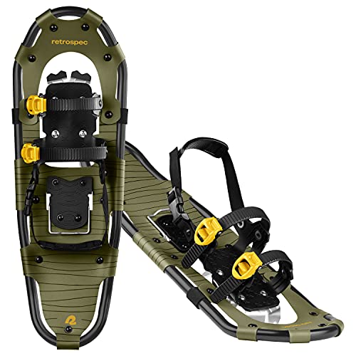Image of Retrospec Drifter Snowshoes for Women & Men - Lightweight Aluminum Frame Snow Shoes with Double Ratchet Binding System, Heel Lifts & Carry Bag for All Terrain Hiking & Winter Sports