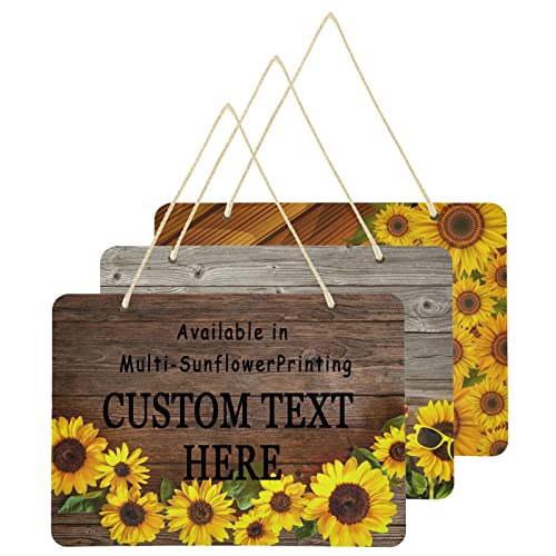 Naanle Wooden Sunflower Personalized Office Name Plate Custom Door Sign Plaque Hanging Sign Wall Sign - Variety of Background&TextColors to Personalize for Business Needs Wedding Gift Home Decor