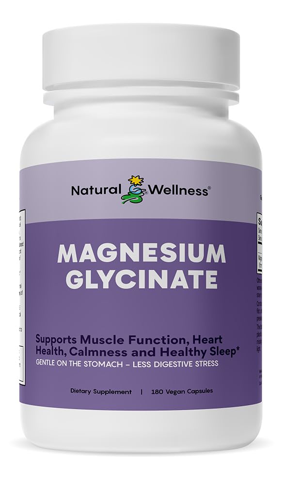 Natural Wellness Magnesium Glycinate – High Absorption Magnesium Supplement for Relaxation, Restful Sleep, Bone & Heart Health, and Muscle Function –