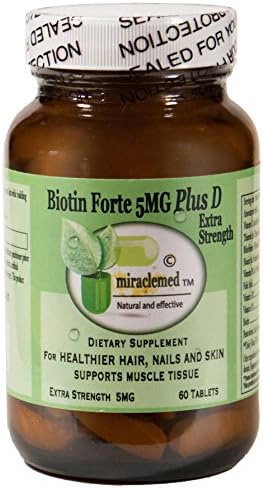 Biotin Forte for Hair Growth Plus Vitamin D 5mg Extra Strength 60 Tablets