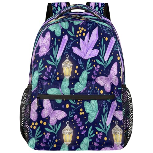Mochila para estudiantes de secundaria ligera con estampado de mariposa