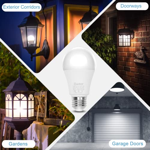 Queker Dusk To Dawn Light Bulbs Outdoor, Light Sensor Bulbs, 12W (100 Watt Equivalent) Auto On Off Photocell Sensor, E26 A19 1000Lm 6000K Daylight White Led Bulbs For Porch Garage Lighting, 6 Pack #TOP5