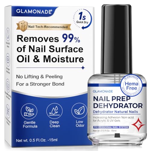 Glamonade Anti-Lifting Nail Prep Dehydrator: Acid-Free Dehydrate for Acrylic Nails and Gel Nail...