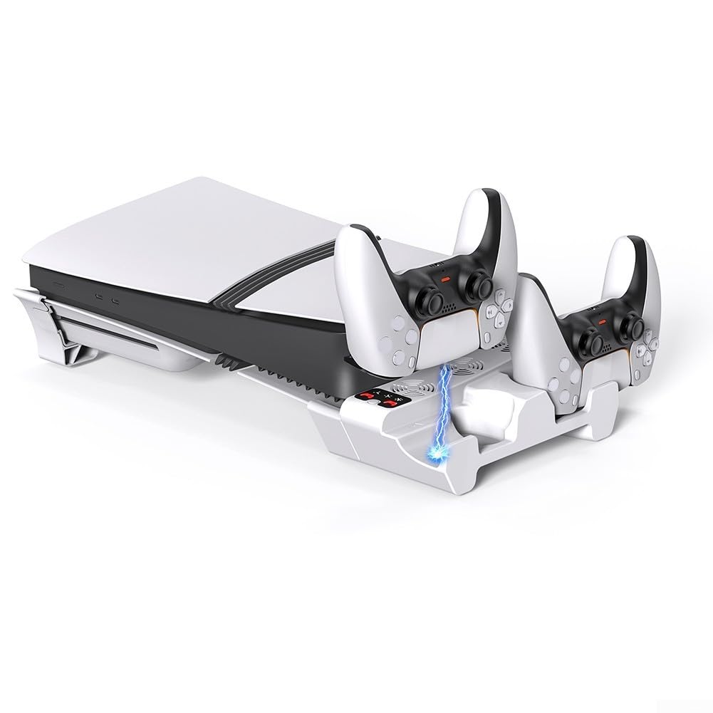 Per PS5 ProSlim Compatibile Orizzontale Cooler con Costruito in Dual Controller Stazione di Ricarica