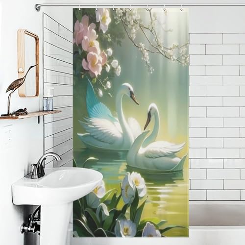 Rideau de douche cygne 92x183 cm en polyester imperméable - 6