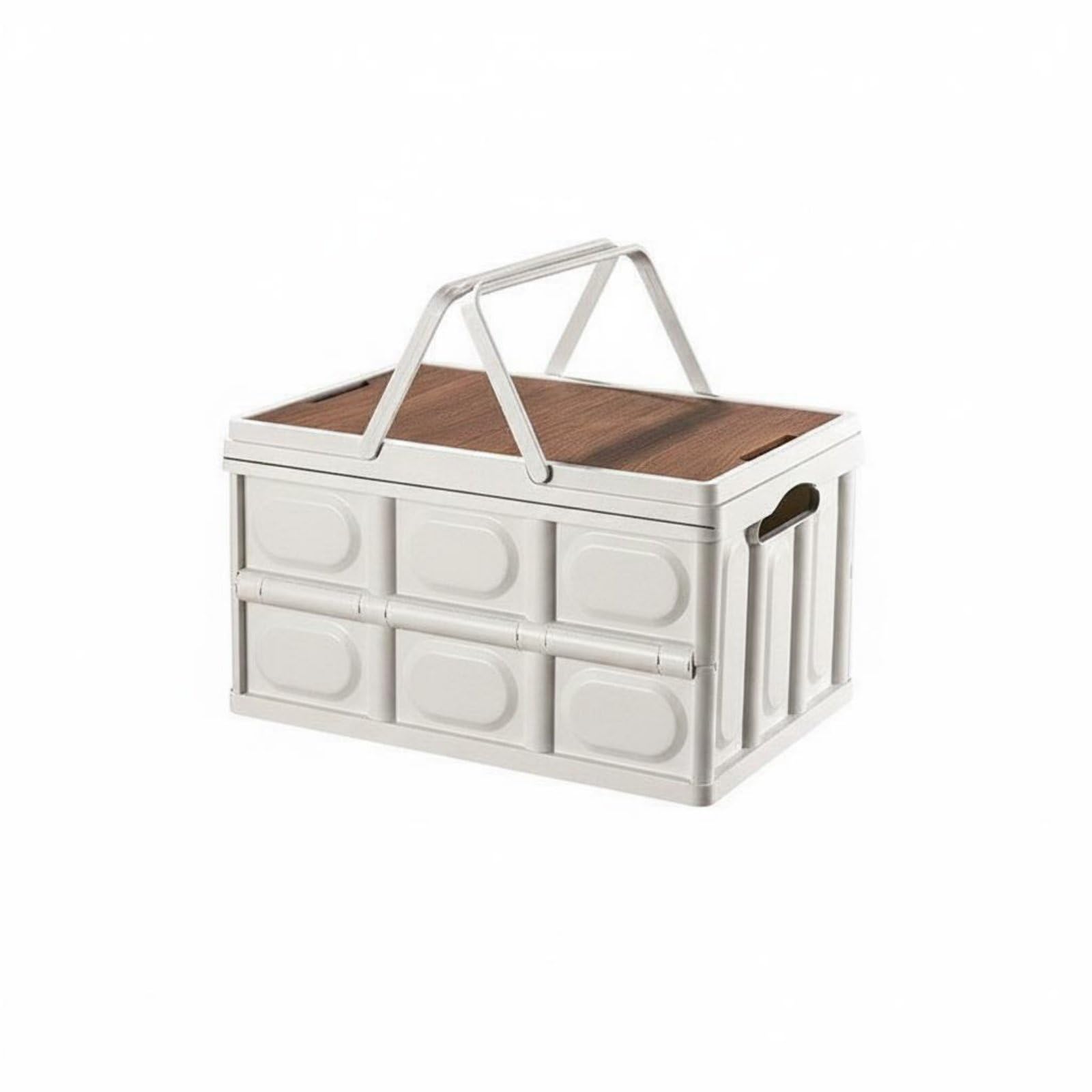 Caja de Almacenamiento Plegable Contenedor Organizador Baúl Cesta con Tapa Imitación Madera Material PP Ligera y, style to 1