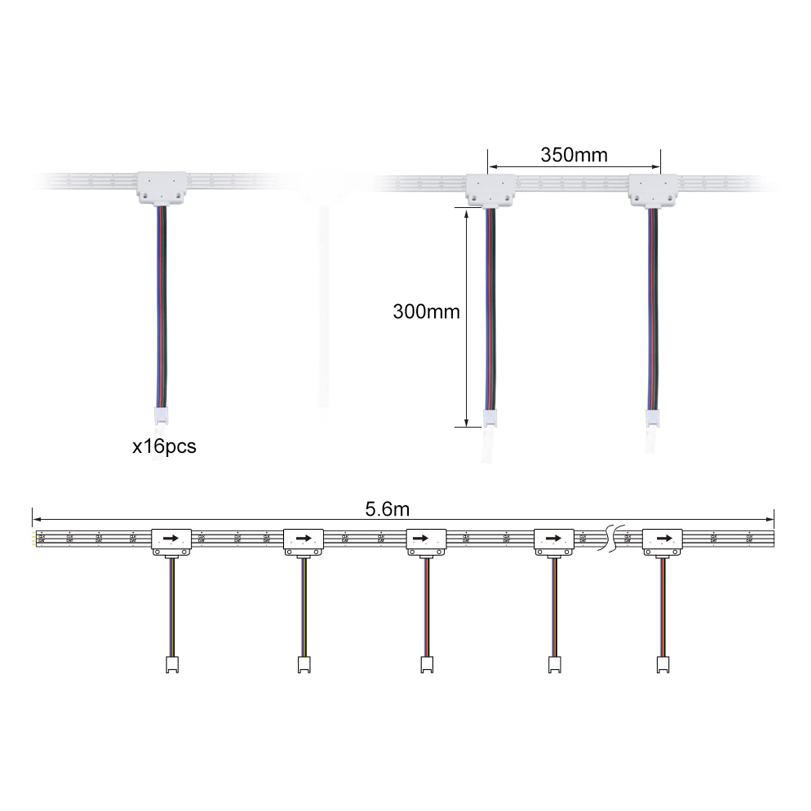 LED-Treppenstufenbeleuchtung Controller mit Bewegungsmelder,16 Stufen RGBW Bunte Treppenlichter Controller,Enthält keinen Lichtstreifen