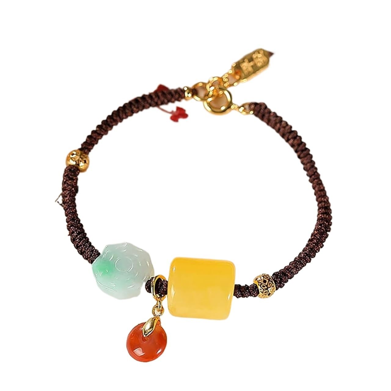 NZPOST good luck bracelet, Natural Emerald Bracelet Amulet Amber Bracelet 14K Gold Bead Bracelet Reiki Med