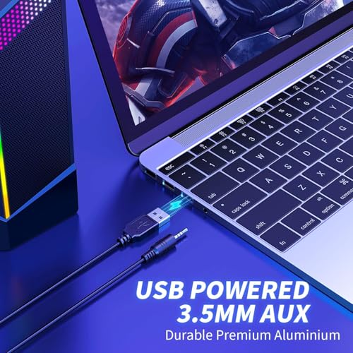 Computer Speakers, 2 in 1 PC Speaker , Gaming Speakers for PC Computer Laptop Desktop Monitor, RGB Speakers with Touch Sensitive Lighting, USB Powered 3.5mm Aux(Package Only Two Speaker, No Soundbar) - image 8