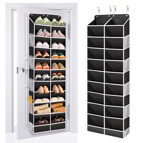 ULG Over The Door Shoe Organizer for Closet Fit 24-32 Pairs with Large Deep Pockets, Narrow Shoe...
