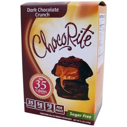 CHOCORITE CHOCOLATE VALUE PACK -6 24 GRAM BARS-SUGAR FREE-35 CALORIES PER PIECE (DARK CHOCOLATE CRUNCH)