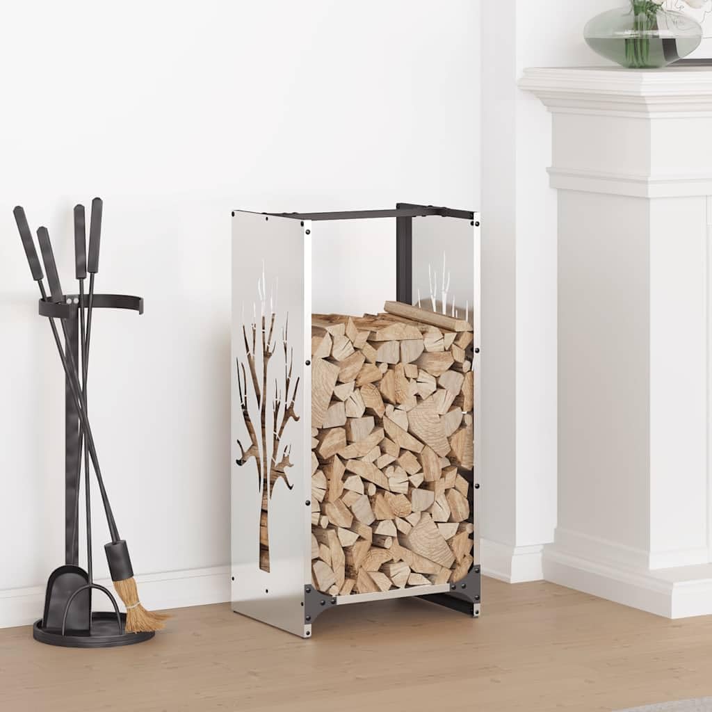 Brennholzregal aus Edelstahl 40x30x80 cm für Kamin und Ofen, robustes Holzregal mit großem Fassungsvermögen für Wohnzimmer, Terrasse, Garten und Innenbereich