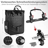 toptrek Fahrradtasche für Gepäckträger mit Aussenfach 25L Wasserdicht – Ansicht 4