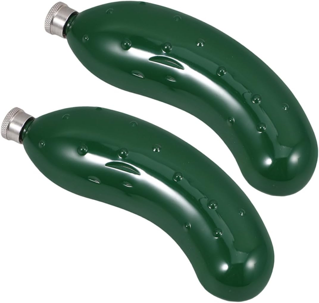 2pcs Stainless Steel Pocket Whiskey Flask Cucumber Shaped for Men