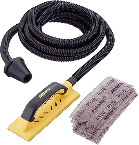 Mirka Handy Dust-Free Hand Sanding Block 3" x 9" / Hook and Loop / 55 Holes/Abranet Mesh Net Sheets/Vacuum Hose by Mirka - Used condition - US$54.71