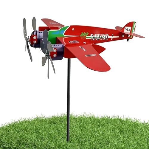 Moulin à vent pour cour avion rétro déco extérieure pelouse