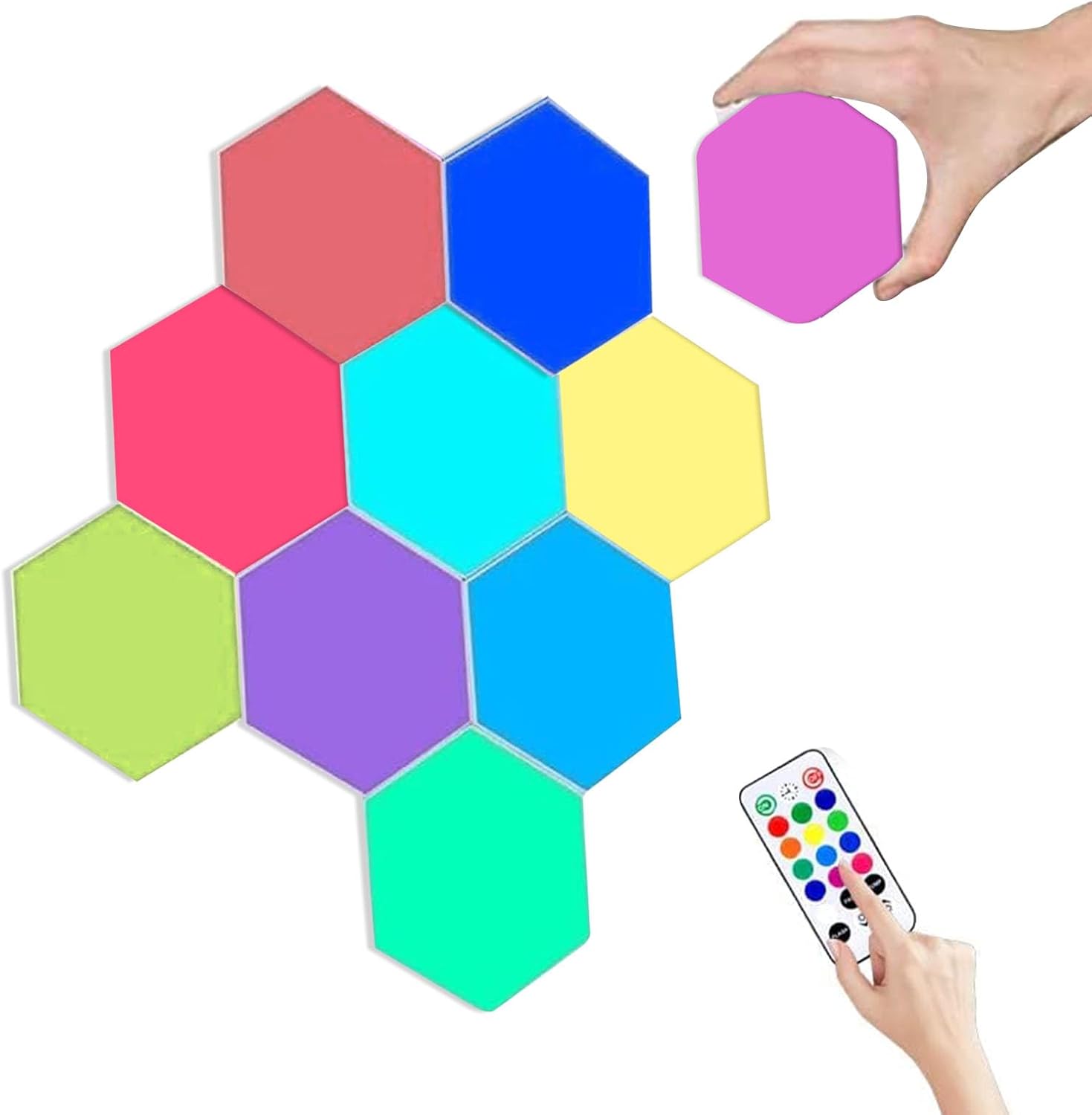 ALOVEWE Remote Control Hexagonal Wall Colorful Light, Modular Touch