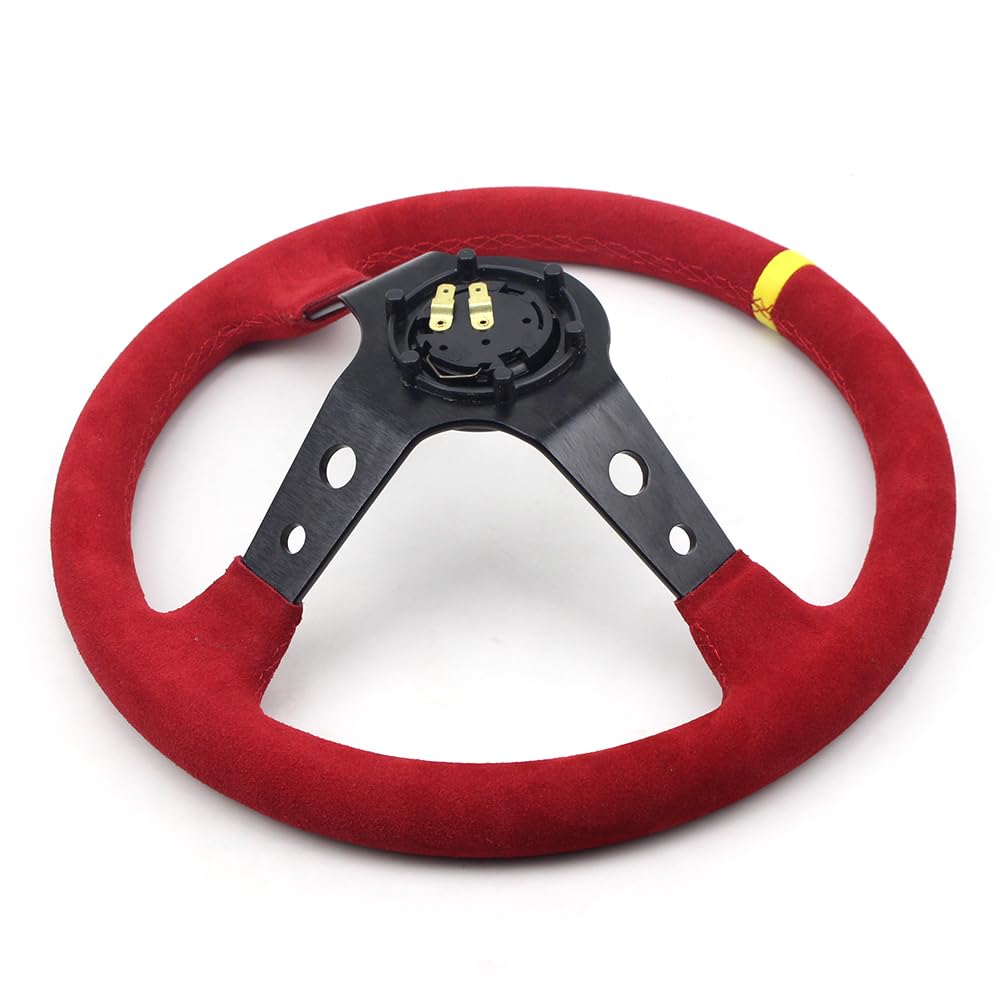 Volante Desplazado,Volante Coche 14 pulgadas rojas profundas Universal Racing Car Rally Rally Sport Sport Wheel