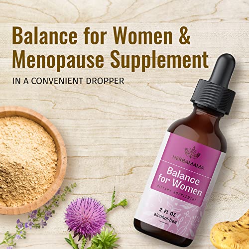 Herbamama Balance For Women Liquid Extract - Menopause Supplements Tincture Support For Hot Flashes, Mood Swings, Menstrual Cramps & Pms Herbal Drops - Hormone Balance For Women - 2 Fl. Oz #TOP4