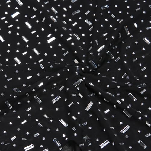 Image of PORRCEY Women's Sexy Elegant Rhinestone Bodycon Dress Hot Drilling Clubwear