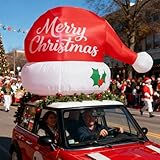 6 FT Inflatable Outdoor Decoration, Santa Hat Christmas Blow Up with LED Lights for Car Roof Xmas Decor