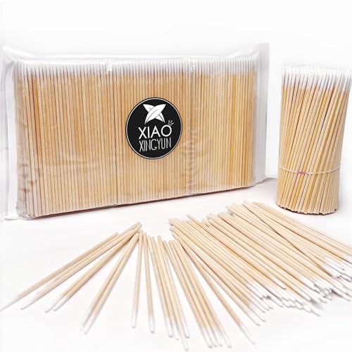600PCS Pointed Cotton Swabs -4 Inch Wood Handle Pointed Tip Head Precision Microblading Cotton Swabs for Eyebrow Eyelash Extensions, Makeup, Nail Clean, Tattoo Permanent Supplies,