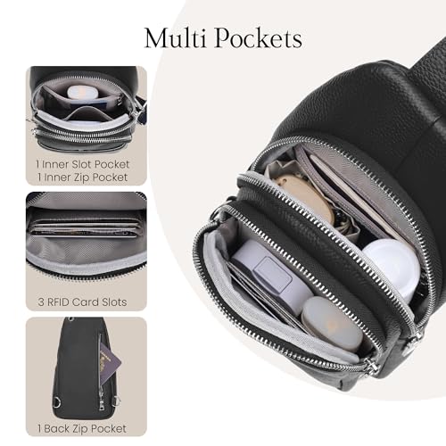 befen Genuine Leather Small Sling Bag for Women Anti-Theft Crossbody Chest Bags Fanny Packs for Travel with RFID Card Slots4