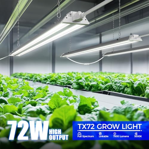 Image of Barrina TX72 4FT Grow Lights for Seed Starting, 288W (4 x 72W, 2000W Equivalent), High PPFD, 5000K Daylight Full Spectrum, Mechanical Timer, Hanging Grow Lights with On /Off Switch Linkable, 4 Packs