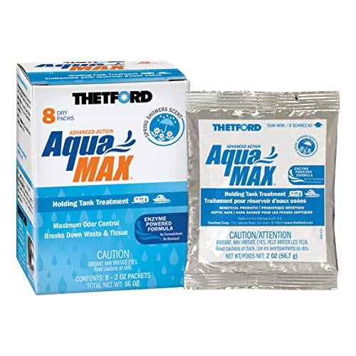 Thetford AquaMAX Spring Showers Scent RV Holding Tank Treatment, Formaldehyde Free, Waste Digester, Septic Tank Safe, 8 Count Dripack (96733)