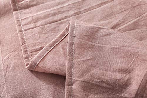 Image of F.Y.Dreams 100% Washed Cotton Duvet Cover for Weighted Blanket 80x87 inches with 16 Ties, Zipper on Long Side /Dust Pink /Just Duvet Cover