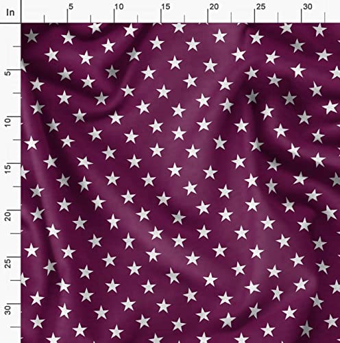 Image of Soimoi Pink Polyester Crepe Fabric Stars Star Decor Fabric Printed Meter 42 Inch Wide