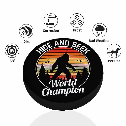 Image of Hide and Seek Spare Tire Cover World Champion Fashion Vintage Ape Adventure Hiking Weatherproof Universal Wheel Protectors Camper Tire Covers for Trailer Rv Travel(17 inch)