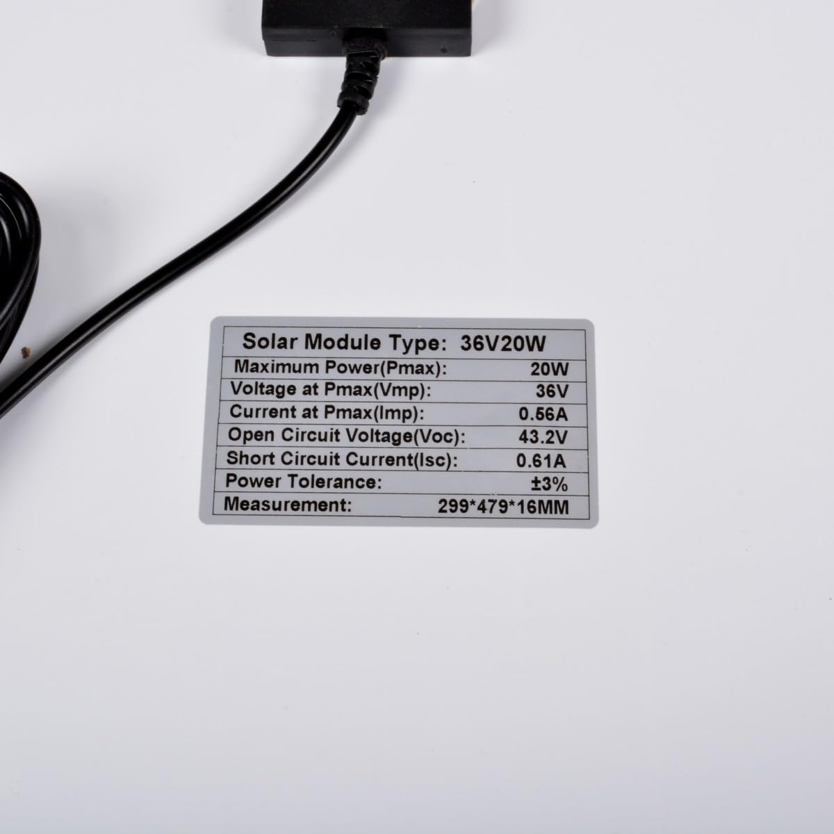AFTERTECH 20 W 24 V Module photovoltaïque – Panneau solaire – Monocristallin 20 W 36 V Idéal pour systèmes 24 V avec connecteur DC5521 – Dimensions 299 x 479 x 16 mm – Support ftv36 v20 W
