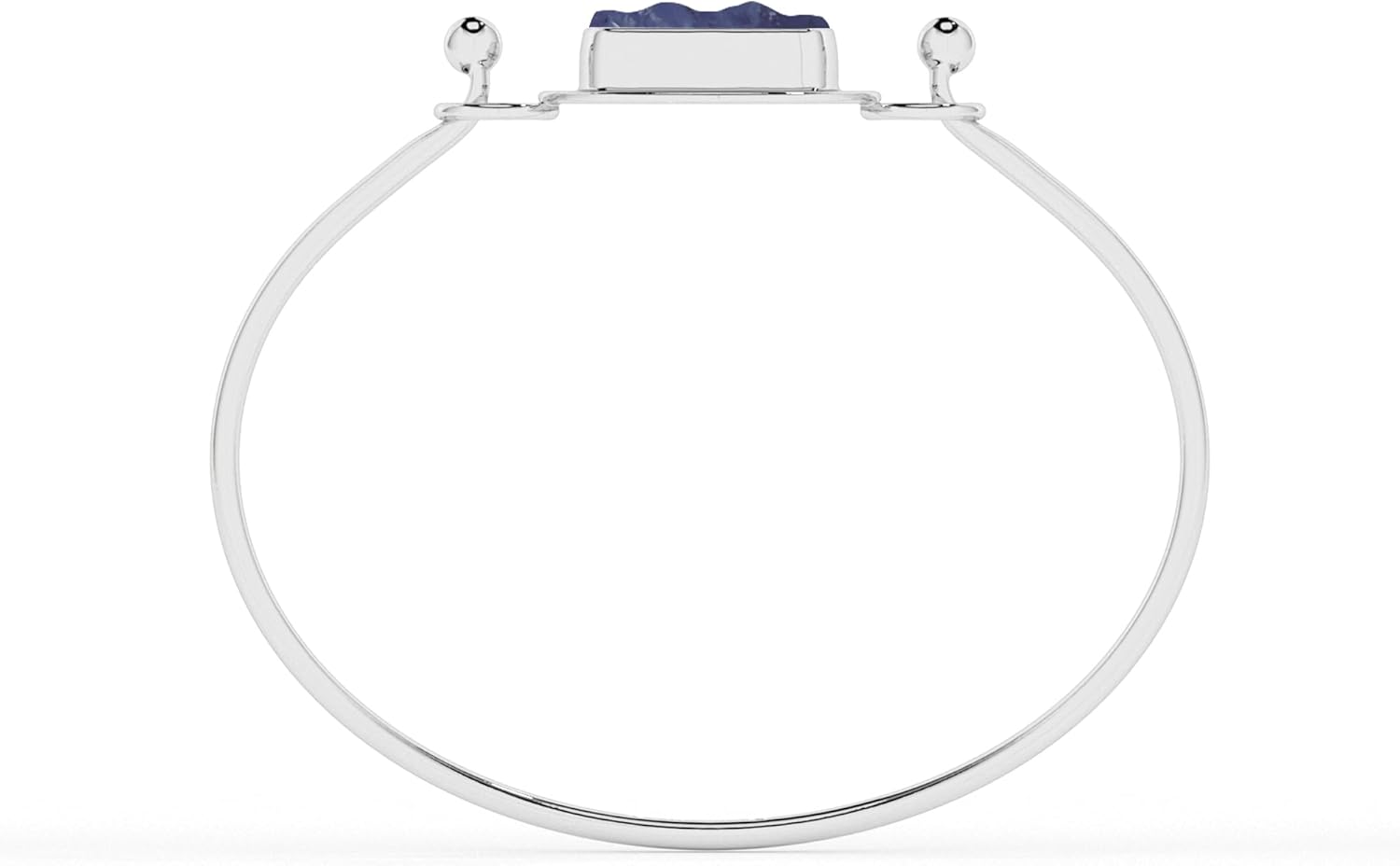15.5x8mm Natural Raw Tanzanite Twister Bangle Bracelet in Sterling Silver for Women, December Birthstone Jewelry Gifts for Her Birthday, Anniversary, Christmas, Graduation (Bezel-Set)