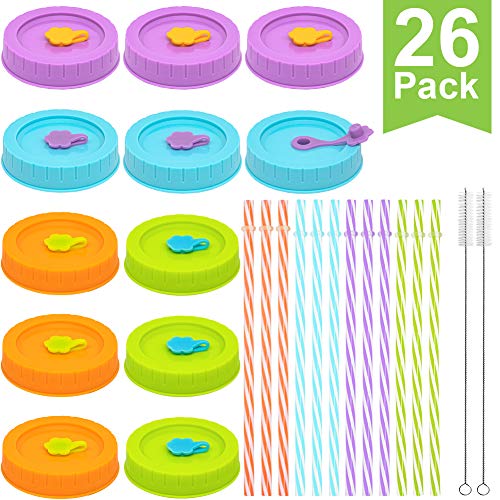 REGULAR Mouth Mason Jar Lids for Ball, Kerr, etc with Straw Hole/Straws/Silicone Stoppers/Rings/Clean