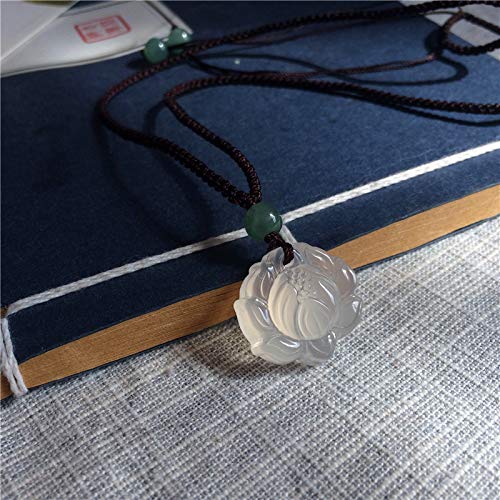 Collier en chalcédoine de glace naturelle pendentif d'exception