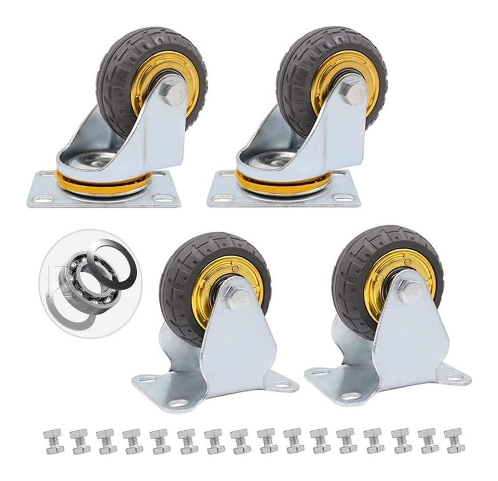 GBRJUYF Heavy-Duty Lockable Caster Wheels - Set of 4 Swivel Rubber Office Casters with Brake, 400 Kg Load Capacity for Furniture, Workbench, and Heavy Equipment